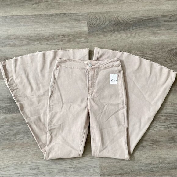 NWT Free People Just Float On Flare Jeans High Rise in Peach Neutral Tan 28 - Picture 7 of 16